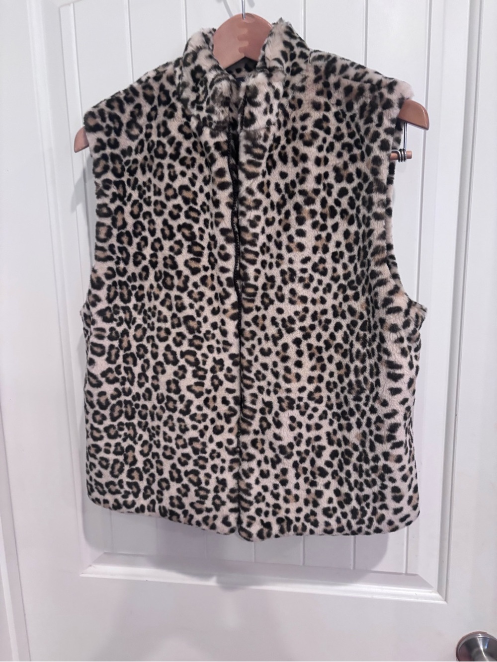 Preston & York Leopard Faux Fur Vest in Black and Cream